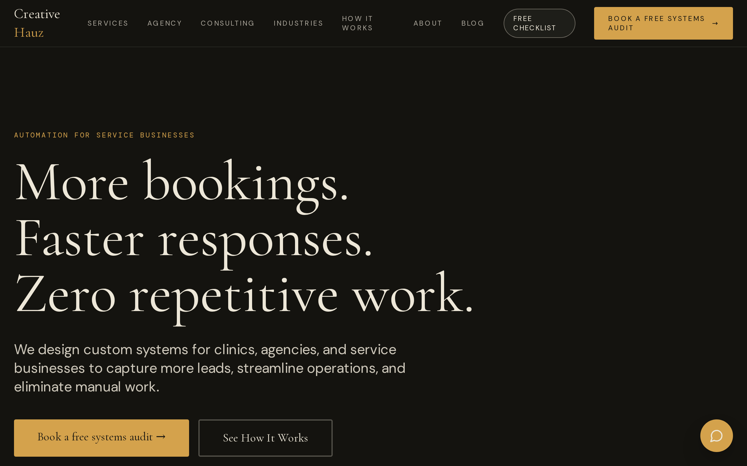 Creative Hauz builds done-for-you WhatsApp AI chatbots for service businesses